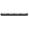 Cat 6A Flat 110-Style Patch Panel, Configured, 24-Port, 1RU, Black. Cable Management bar included.