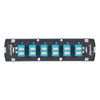 SDX Shuttered LC Fiber Adapter Plate, OM3/OM4, Duplex LC (Aqua), 12 Fibers, Zirconia Ceramic Sleeve