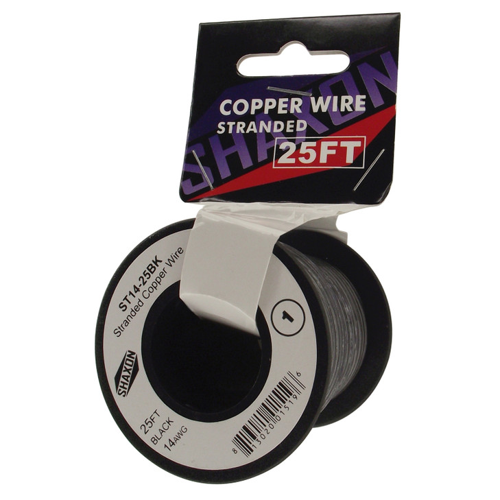 Shaxon SH-STxx-xxxBK Stranded Copper Wire On Spool, 25 Feet, Black| American Cable Assemblies