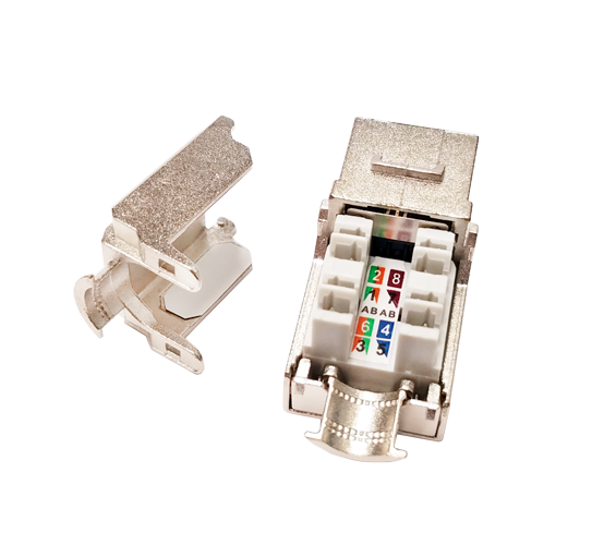 CAT6 SHIELDED DATA GRADE KEYSTONE JACK 90 DEGREES 8X8 CONDUCTORS