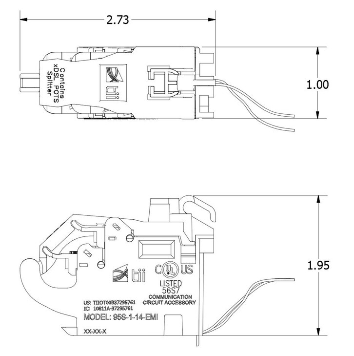   95S-1-14-EMI DSL POTS Splitter Module with EMI Filter for DSL, IPTV Services-2