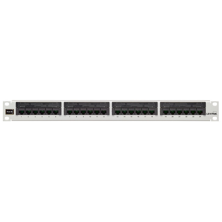 Cat 6 Flat 110-Style Patch Panel, 24-Port, 1RU, White