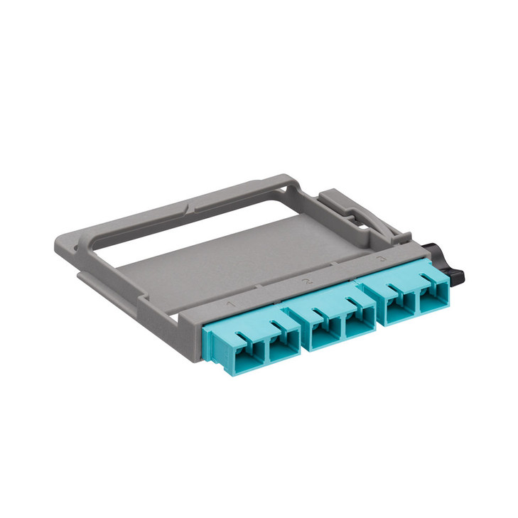 HDX Fiber Optic Adapter Plate, OM3 & OM4, Duplex SC (aqua), 6 fibers, Zirconia Ceramic Sleeve