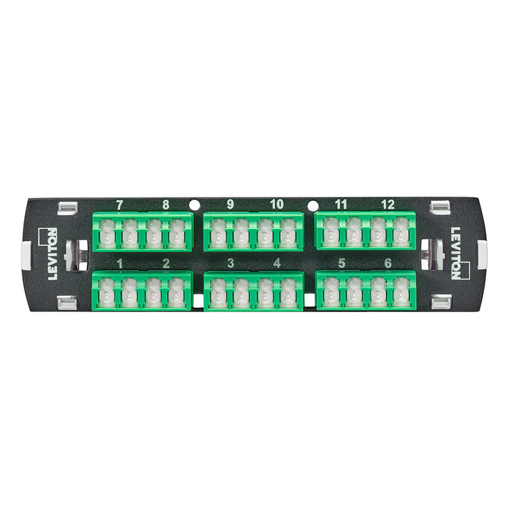 SDX Shuttered LC Fiber Adapter Plate, OS2, Quad LC/APC (Green), 24 Fibers, Zirconia Ceramic Sleeve