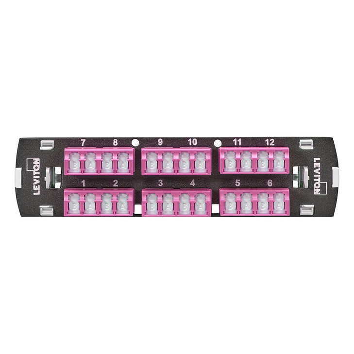 SDX Shuttered LC Fiber Adapter Plate, OM4, Quad LC (Heather Violet), 24 Fibers, Zirconia Ceramic Sleeve