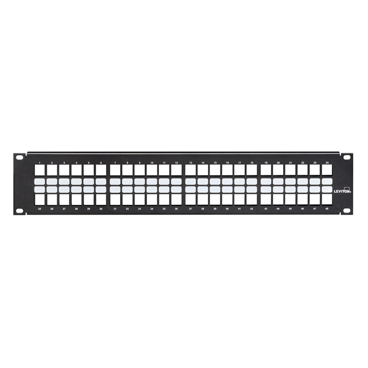 Flat QUICKPORT™ Patch Panel, 48-Port, 2RU, Black. Cable Management bar not included.