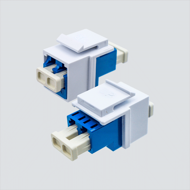 Fiber Optic Keystone Style Couplers, Duplex, LC Adapter, SM, OS3, Blue