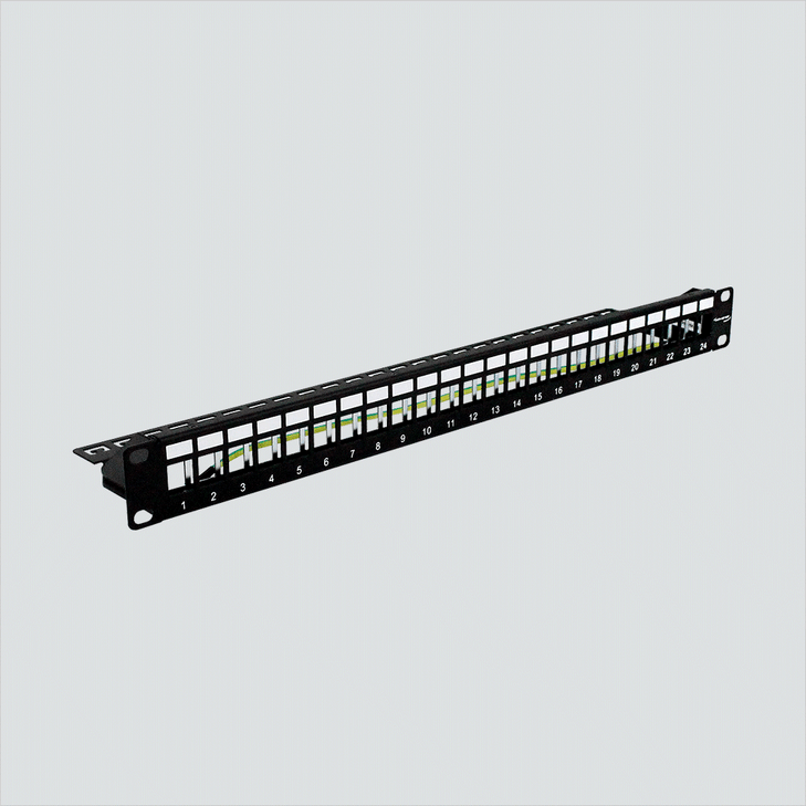 Blank, 24-Port, 1U, Shielded (F/UTP)/Unshielded (U/UTP) Patch Panels with Grounding Wire & Rear Cable Management Bar