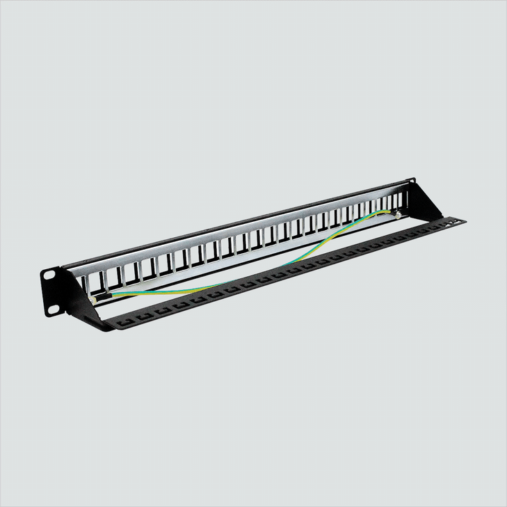 Blank, 24-Port, 1U, Shielded (F/UTP)/Unshielded (U/UTP) Patch Panels with Grounding Wire & Rear Cable Management Bar