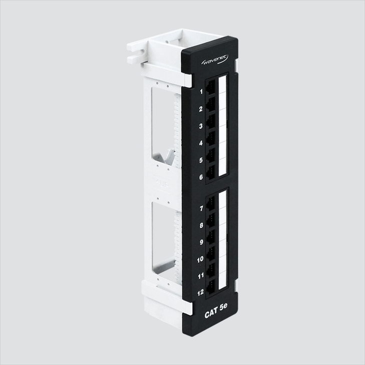 CAT5E 110-Type, 12-Port, T568A/B Wall Mount Patch Panels with Rear Cable Management Bar