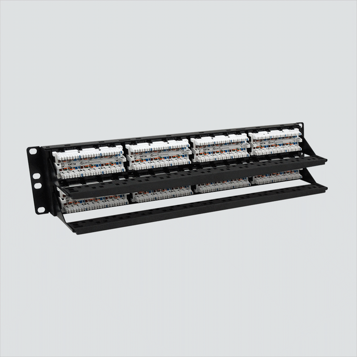 CAT5E 110-Type, 48-Port, 2U, T568A/B Patch Panels with Rear Cable Management Bar