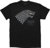 Game of Thrones Stark Gray Wolf Black T Shirt