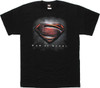 Superman Man of Steel Shield Above Words T Shirt