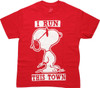 Peanuts Run Town Red Youth T Shirt