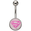 Supergirl Pink Logo Round Belly Ring