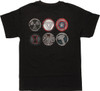 Avengers Six Distressed Heroes Logos T-Shirt