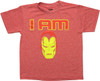 I Am Iron Man Helmet Heathered Red Youth T-Shirt