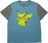 Pokemon Pikachu Waving Light Blue Ringer T-Shirt