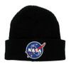 NASA Rubber Emblem Black Cuff Beanie