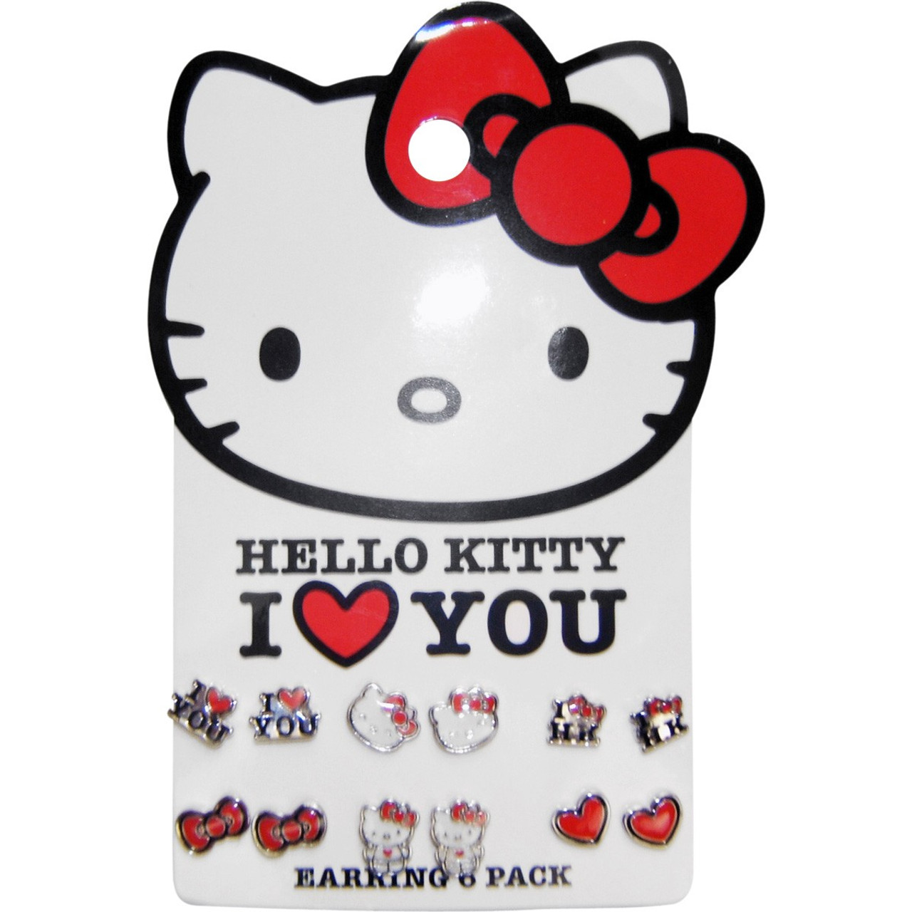 Hello Kitty Stud Earrings 10K Gold Pink/Red/Gold