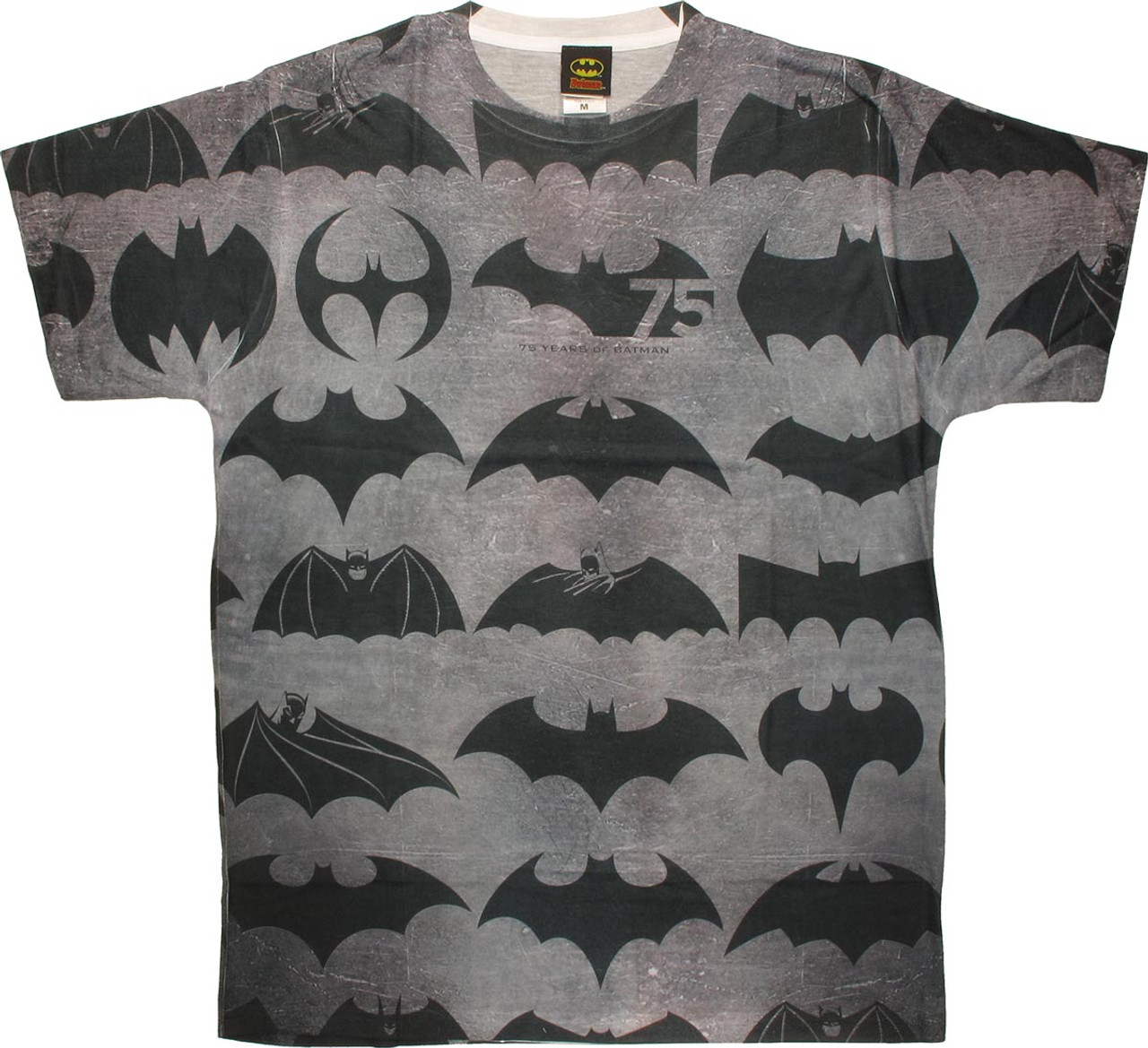 Batman 75 Years Logos Two Side Sublimated T Shirt Sheer