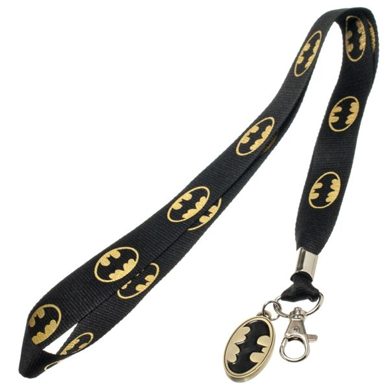 Batman Lanyard with ID Badge Holder and Rubber Bat Charm 