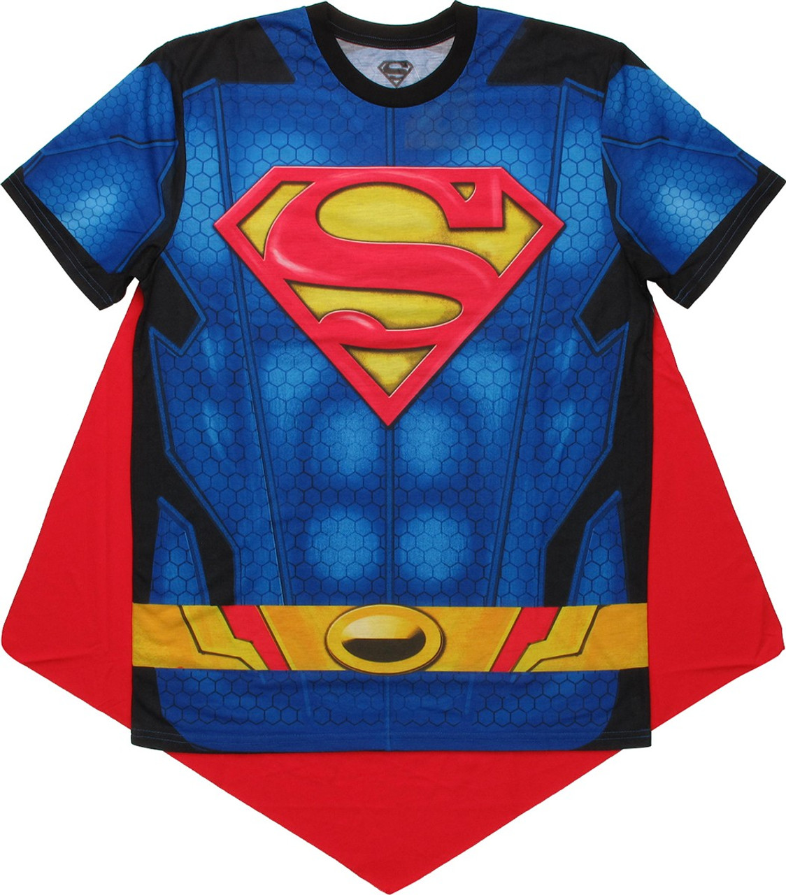 afvisning triathlon Blå Superman Sublimated Costume with Cape T-Shirt