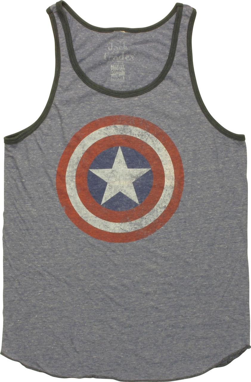 Enrich Tegne Anerkendelse Captain America Vintage Logo Ringer Tank Top