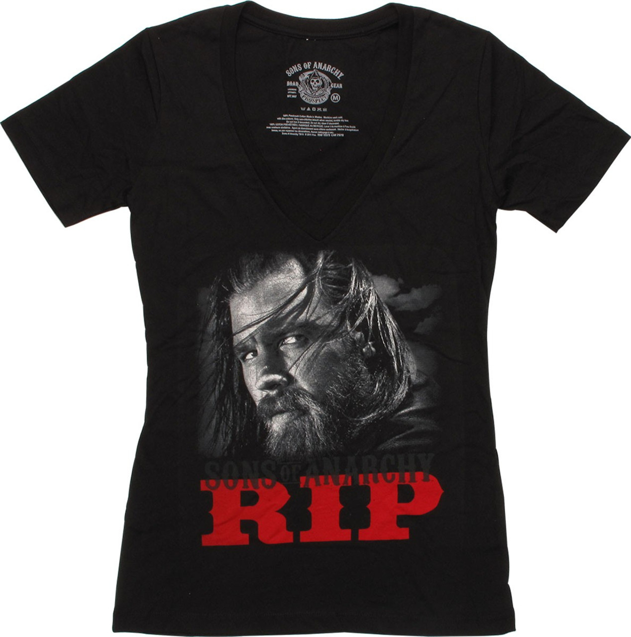 Sons of Anarchy Opie RIP V Neck Juniors T Shirt