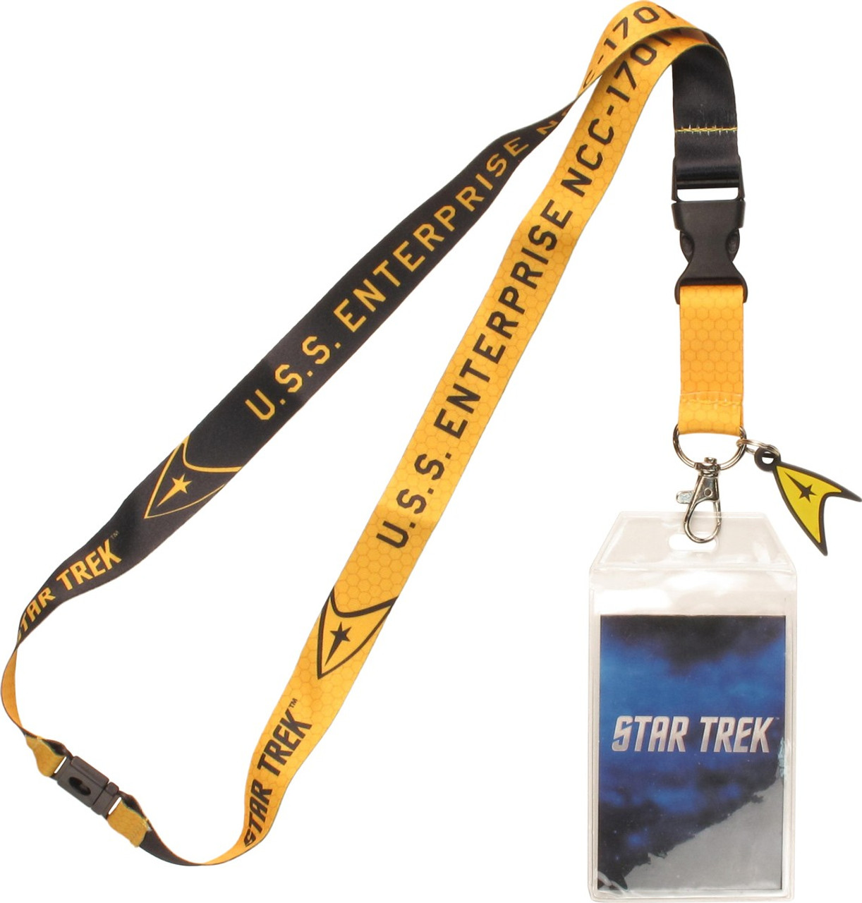 Star Trek Yellow U.S.S Enterprise Lanyard with ID Holder & Charm New 