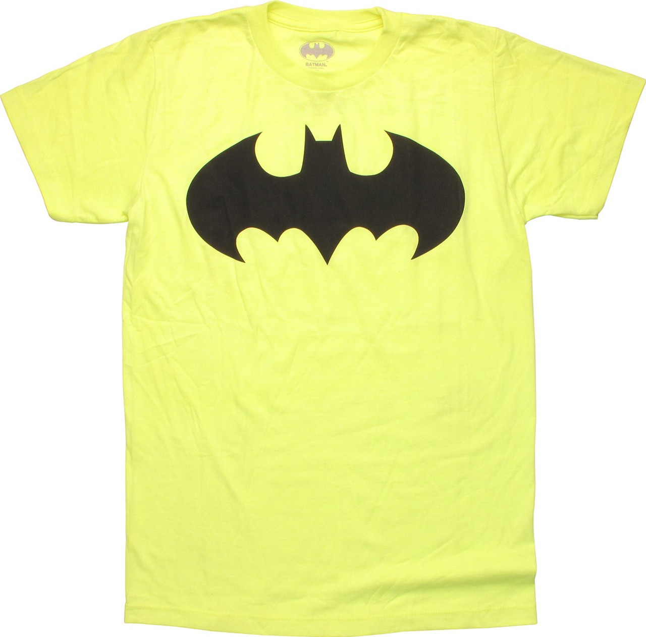 sovende Oversætte Rudyard Kipling Batman Black Logo Neon Yellow T-Shirt