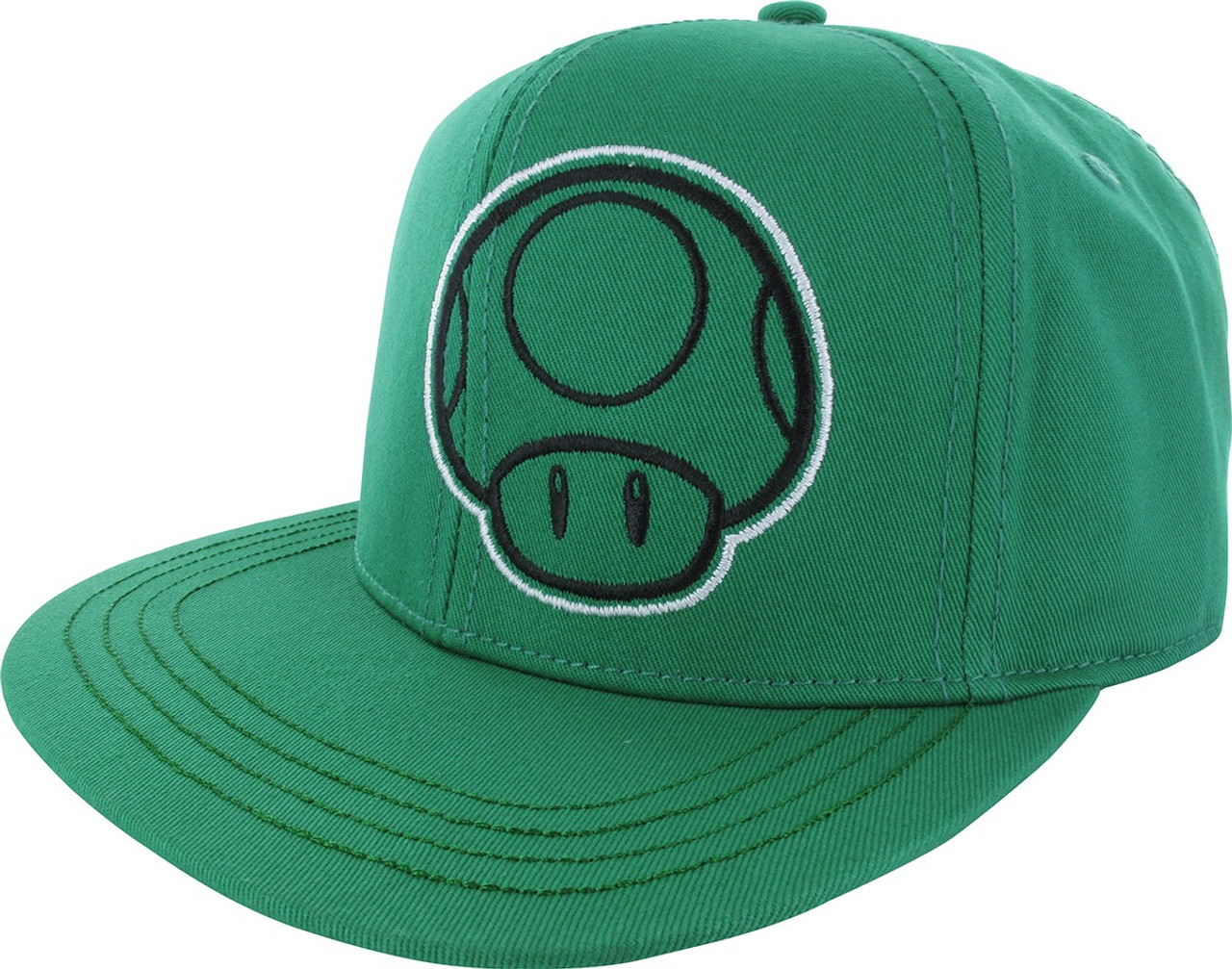 Mario 1up Mushroom All Green Snapback Hat