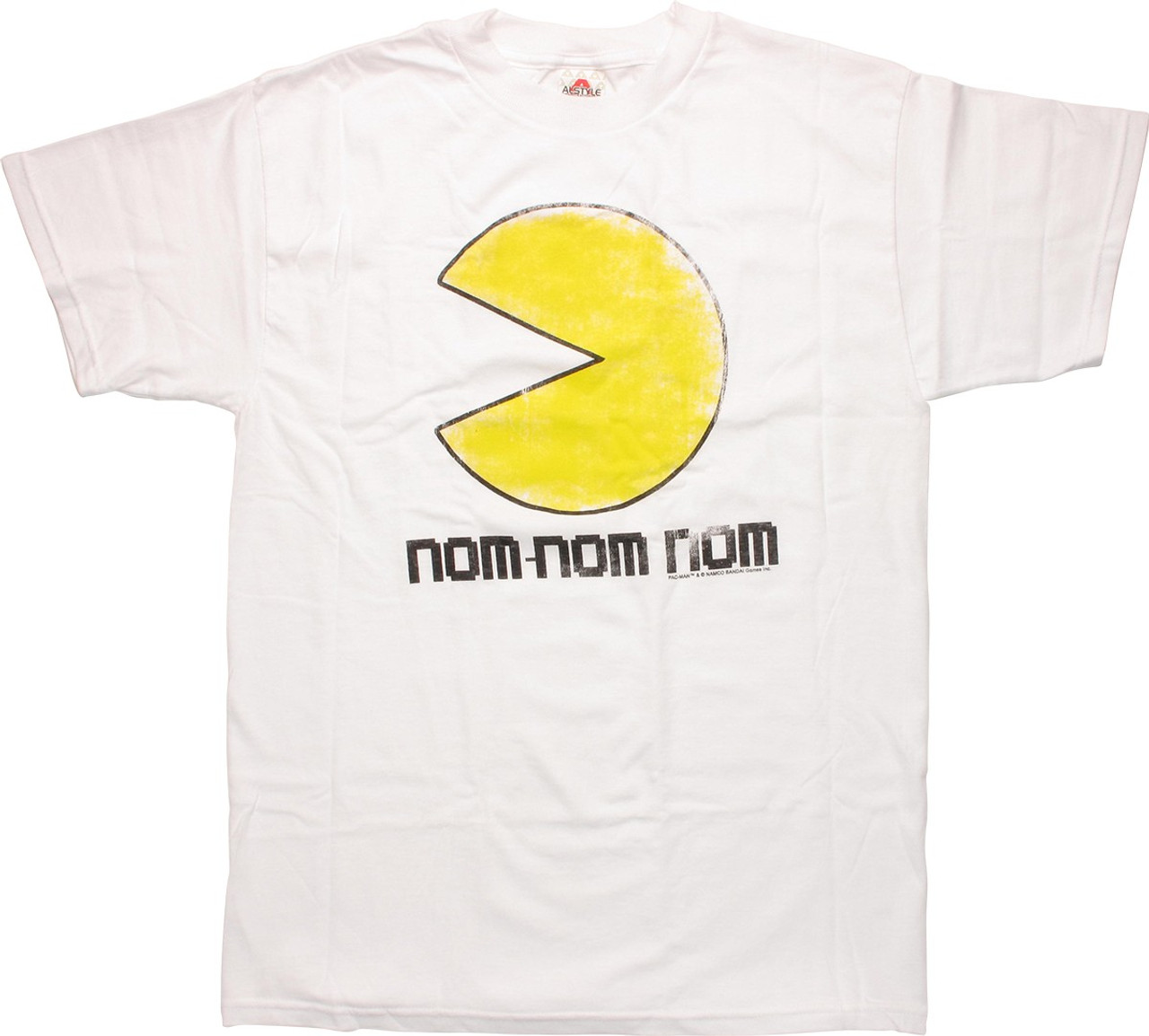 Pacman Nom Nom Nom Distressed White T Shirt