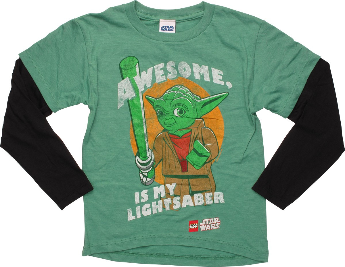 Star Wars Lego Yoda Awesome LS Juvenile T-Shirt