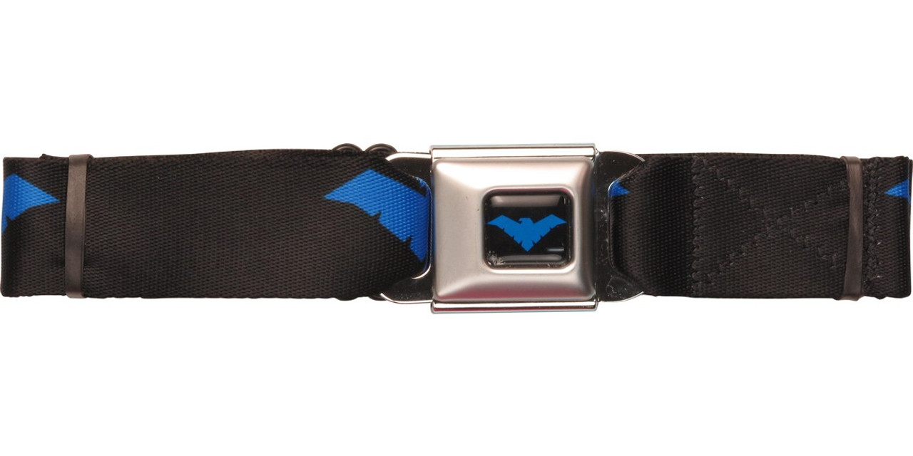 NIGHTWING Bracelet for Men in Black Steel and Blue Leather