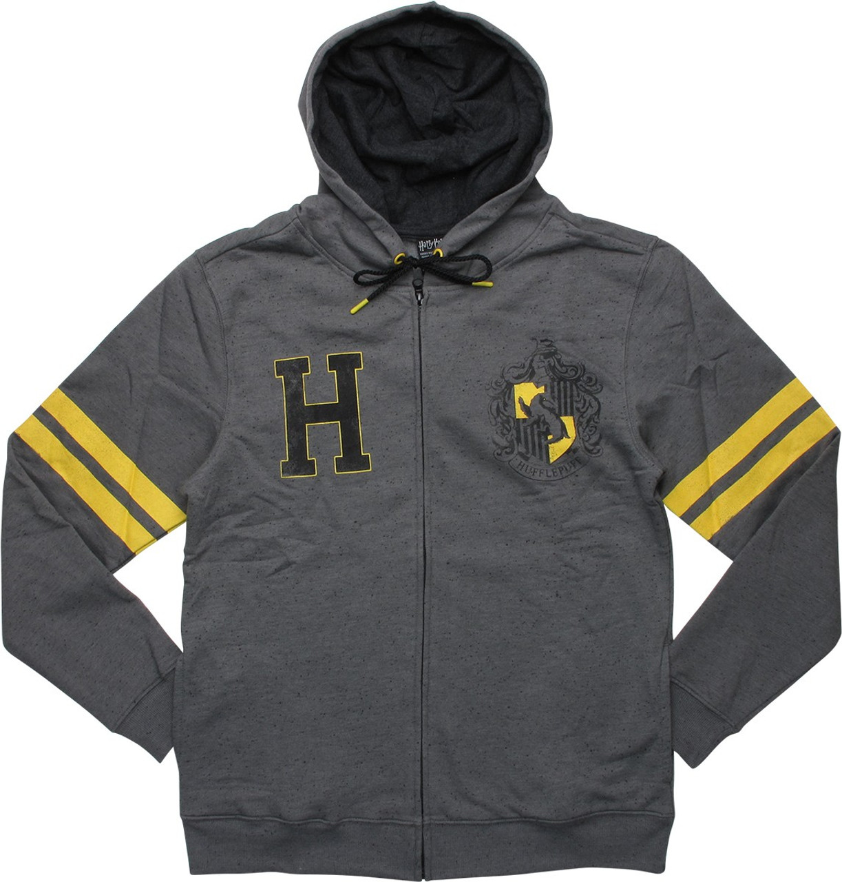 Harry Potter Hufflepuff Crest Gray Zip Hoodie