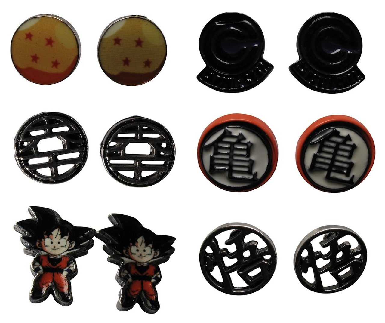 Dragon Ball Z Characters Icons 6 Pair Earrings Set