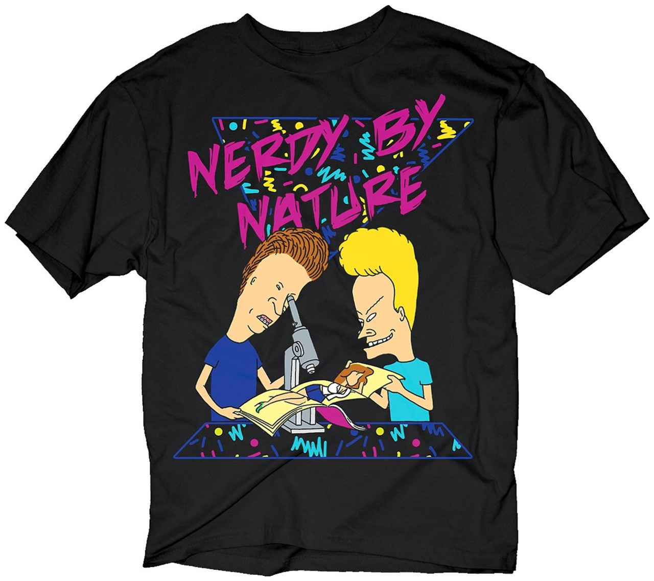 Beavis and Butthead Nerdy by Nature Black T-Shirt