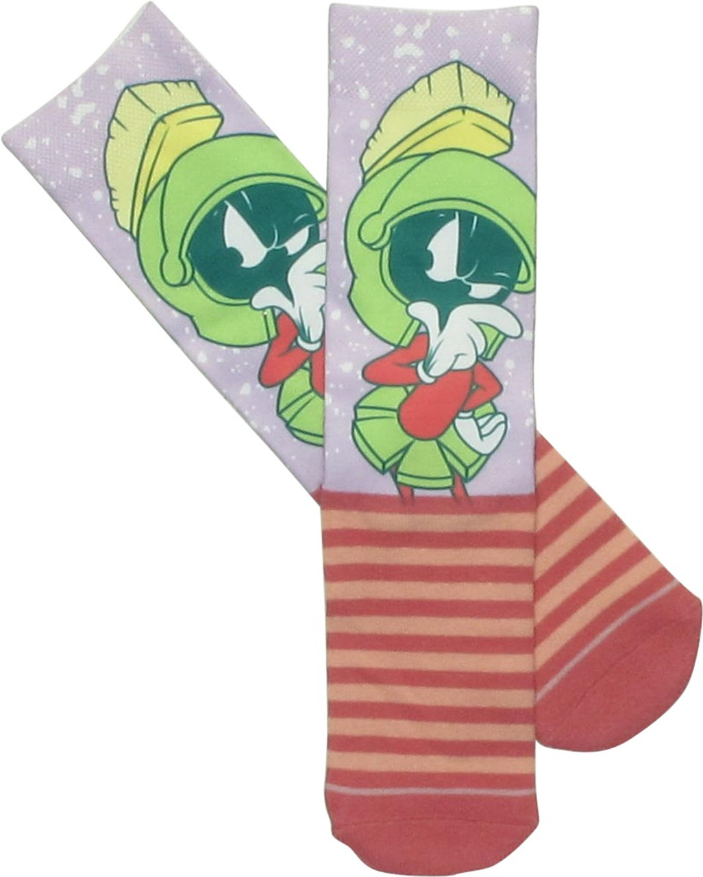 Looney Tunes Marvin The Martian Striped Crew Socks