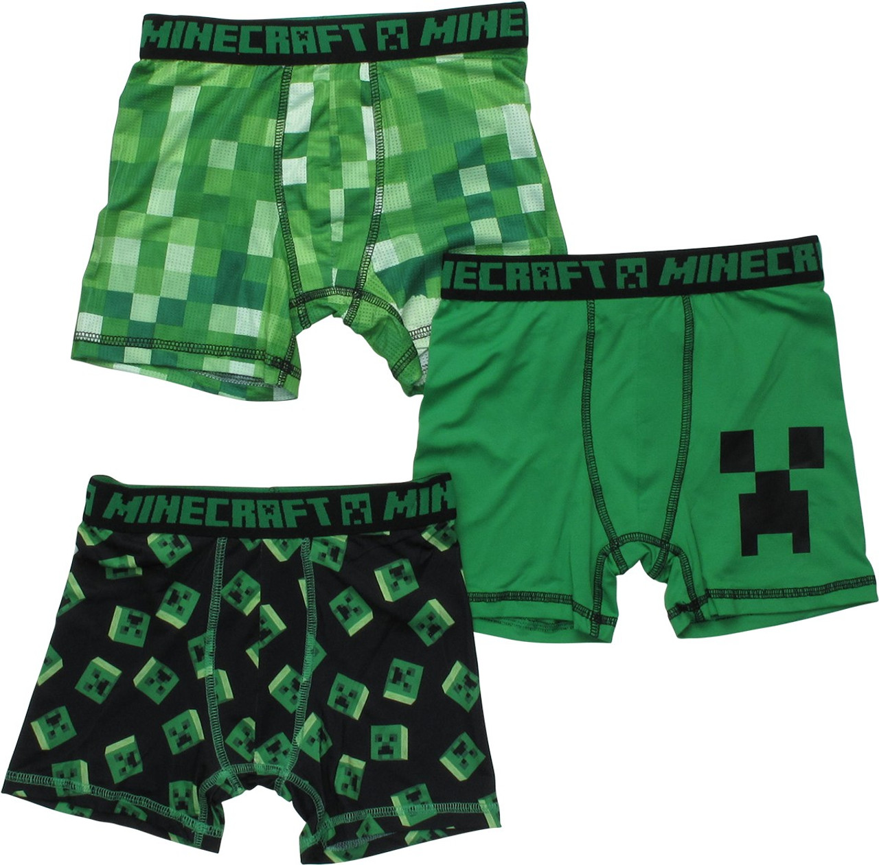 Minecraft Boys' Creeper Boxer Shorts Underwear Set of 2, Colour