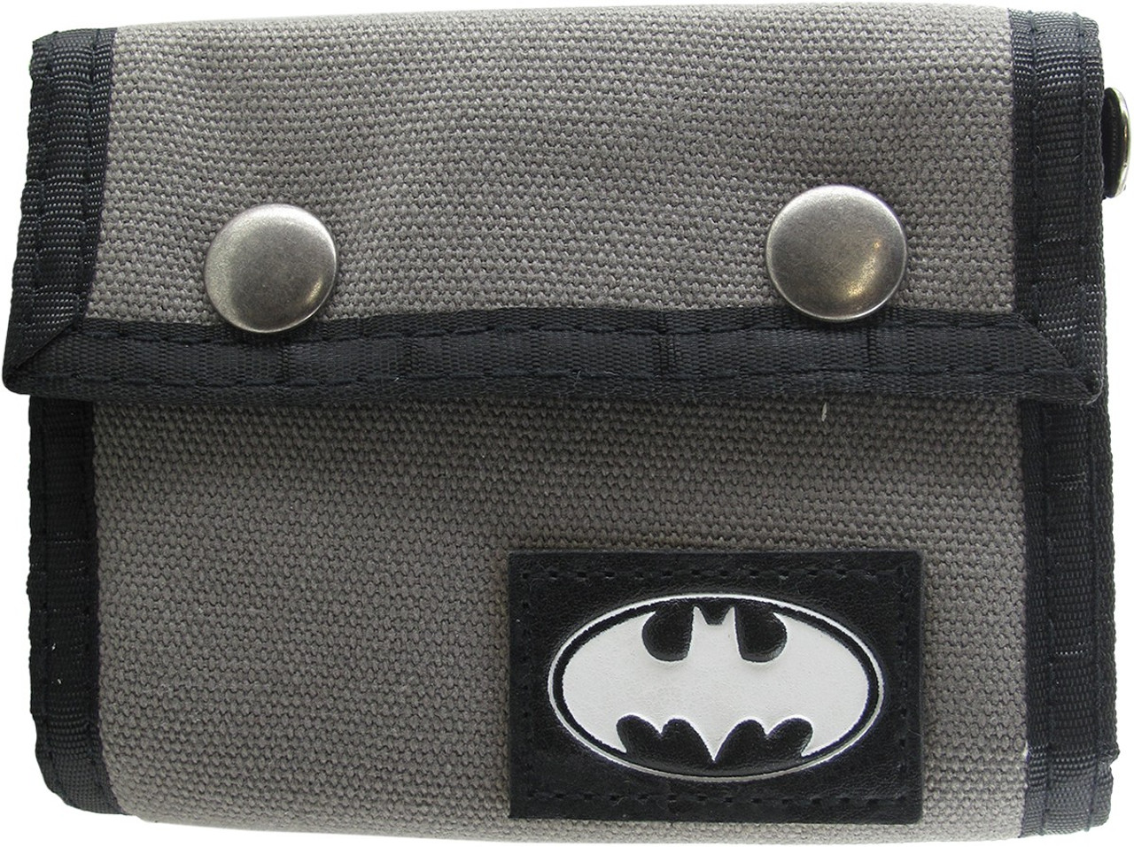 Batman Logo Gray Snap Canvas Tri-Fold Wallet