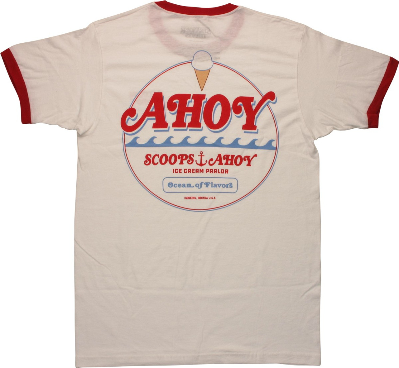 Stranger Things Scoops Ahoy Logo Ringer T-Shirt