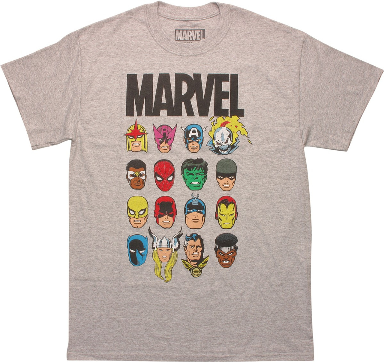 Manifest perforere vandtæt Marvel Comics 16 Hero Heads Heather T-Shirt
