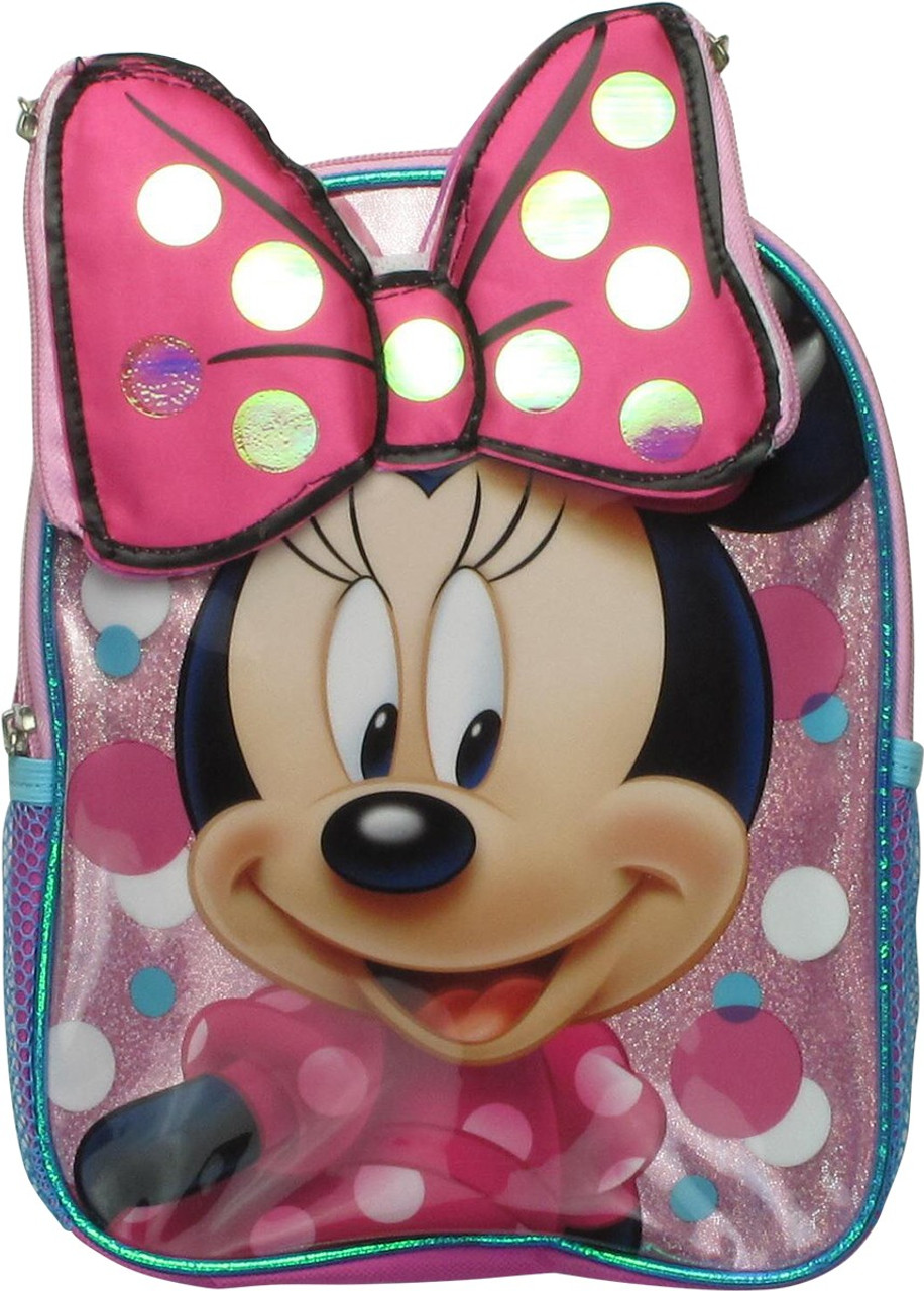 Minnie Mouse Face Zipper Bows Kids Backpack