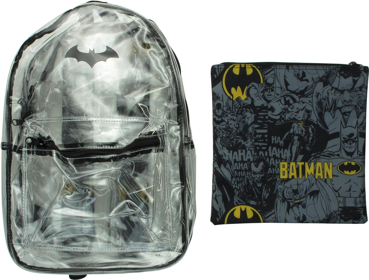 Batman Logo Pouch and Clear Backpack