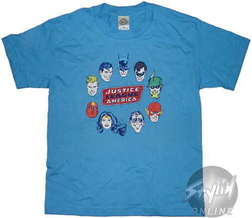 Justice League Circle Heads Youth T-Shirt Justice League Circle Heads Youth T-Shirt