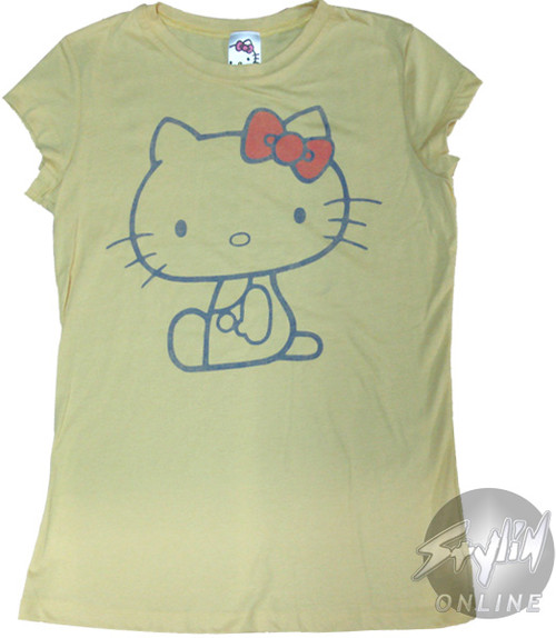 Hello Kitty Hk Outline Juniors T Shirt