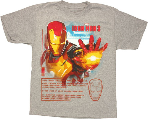Iron Man 3 Mark XLII Tech Youth T Shirt Iron Man 3 Mark XLII Tech Youth T Shirt
