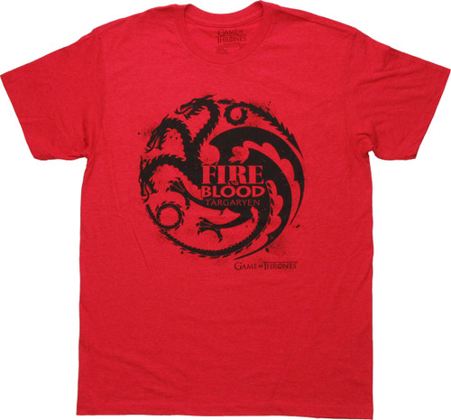Game of Thrones Targaryen Red Heather T Shirt Sheer