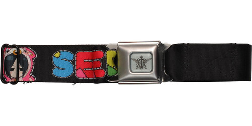 Black Butler Sebastian Stitched Letters Black Seatbelt Mesh Belt Black Butler Sebastian Stitched Letters Black Seatbelt Mesh Belt